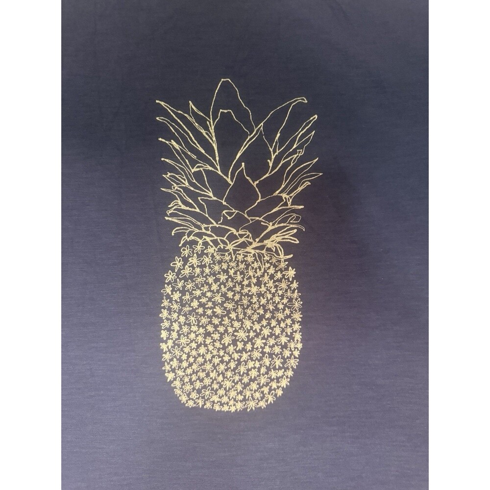 Women’s Loft Outlet Charcoal Gray Tee Gold-toned Metallic Pineapple Beachy Sz M